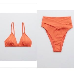 Aerie Ribbed Shine Triangle Bikini